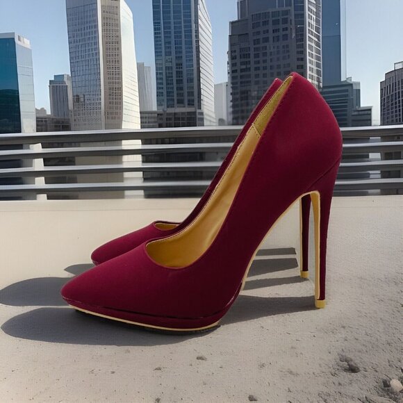 Elegant Collection Heels Womens Size 6.5 Maroon Roesia Pointy Toe Stiletto Shoe - Picture 2 of 11